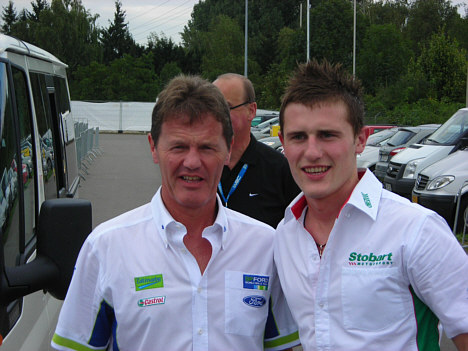 Malcon Wilson med hans søn Mathew Wilson der køre hos Stodart i en Ford Focus RS WRC.